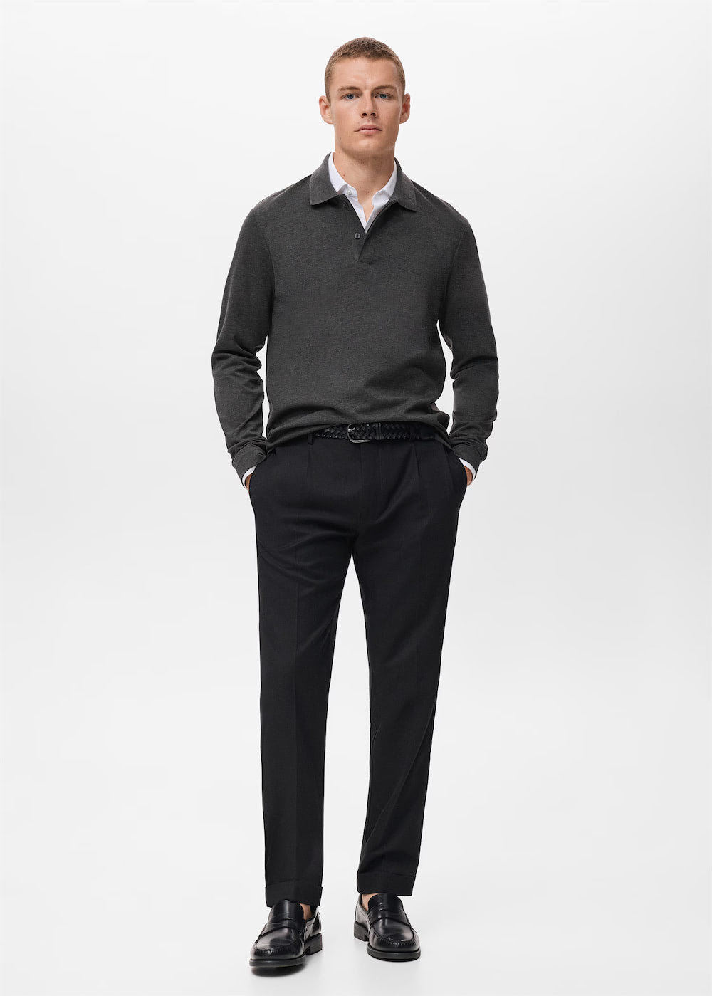 Regular-fit knitted polo sweater - Image 3