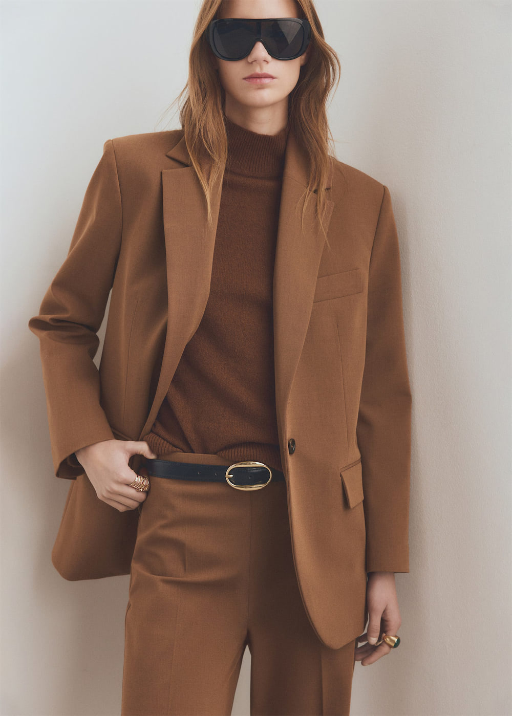 Faux-shearling leather-effect coat