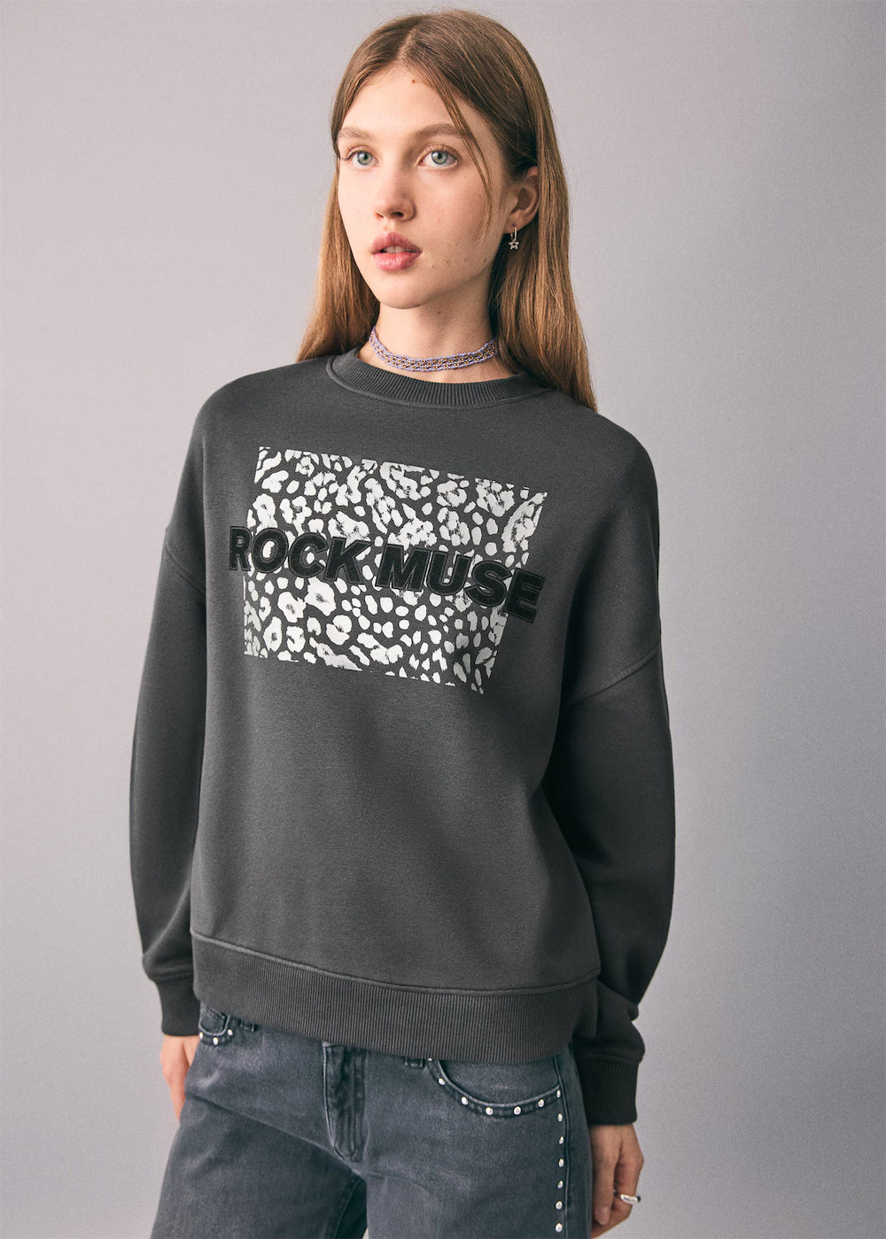 Printed cotton sweatshirt